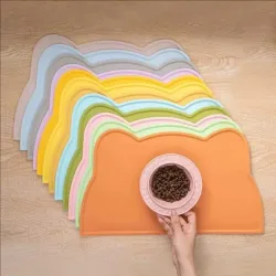 1 Stück Katzen- und Hunde-Essmatte, Silikon-Haustiermatte, Katzenkopf-Design, Leicht zu Reinigen, Anti-Überlauf, Wasserdicht und Rutschfeste Matte