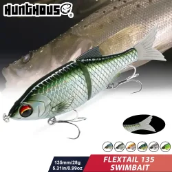 Hunthouse FLEXTAIL 135 Pencil Swimbait Angelköder 135mm/28g 2-teiliger Hartköder Sinkender Salzwasser-Kunstköder für Wolfsbarsch-Angelausrüstung