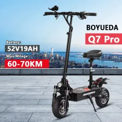 Boyueda Q7Pro Elektroroller für Erwachsene mit zwei Motoren und einem 52V 19Ah Akku, mit leisen 10-Zoll-Reifen ? ideal für den täglichen Wegverkehr.