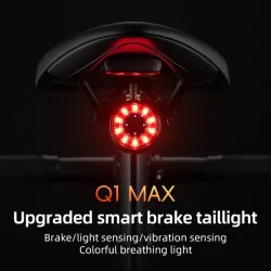 ROCKBROS Smart Fahrrad Rücklicht Typ-C Lade Auto Bremse Sensing LED Rücklicht Aluminium Legierung Fahrrad Lampe Zubehör Q1MAX