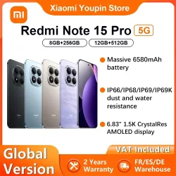 Globale Version Xiaomi REDMI Note 15 Pro 5G Smartphone 5G 6,83' 6580mAh 45W Ladung 200MP Hauptkamera IP66 IP68 IP69 IP69K