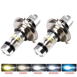 2 Stück LED 100W H4 H7 Superhelle 20SMD LED Auto Tagfahrlicht Nebelscheinwerfer 6000K Auto-Scheinwerfer Fern- und Abblendlicht Glühbirnen