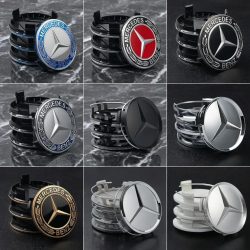 4 Stück 75mm Auto-Radnabenkappen Autozubehör für Mercedes Benz AMG C180 C200 C260 W108 W124 W126 W140 W168 W176 AA