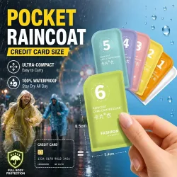 Tragbarer Einweg-Regenmantel in Kartengröße für Erwachsene Taschen-Regenponcho Wasserdichte Notfall-Regenbekleidung für Outdoor-Reisen Camping Wandern