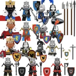Mittelalterliche Drachenritter-Figuren Bausteine, Western-Cowboy Wildnis-Waffen, Pferd, Schild, Speer, Rüstung, Kinderspielzeug A35
