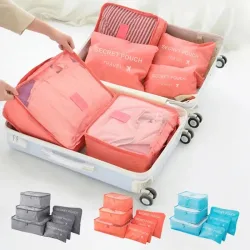 6 Teile/satz Rosa/Blau/Grau Reise Lagerung Tasche Große Kapazität Wasserdichte Gepäck Kleidung Unterwäsche Lagerung Tasche Tasche mit Reißverschluss