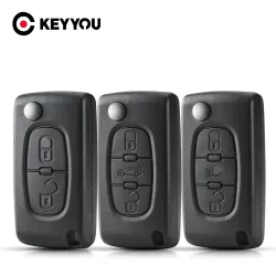 KEYYOU Fernbedienungs-Schlüsselgehäuse für Peugeot 207 307 308 407 607 807 für Citroen C2 C3 C4 C5 C6 Klappbarer Autoschlüssel-Gehäuse 2/3/4 Tasten