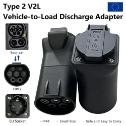 Typ2 V2L Entladegerät-Adapter geeignet für BYD, MG, Deepal, Geely, Jaecoo, Omoda, LYNK Fahrzeug-zu-Last-Stecker EU-Buchse für Elektrofahrzeuge und Campingfahrzeuge.