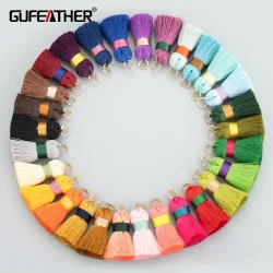 GUFEATHER L244, Schmuckzubehör, 2,7 cm Quaste, Seidenquaste, Goldringe, Ohrringquasten, DIY-Ohrringe, Schmuckherstellung, 4 Stück/Menge