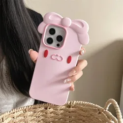 Niedliche Schleifen-Kaninchen-Cartoon-Handyhülle für iPhone 17 Pro 15 14 13 12 Pro Max 16 Pro ? Stoßfeste Silikonhülle im INS-Stil für Apple 17