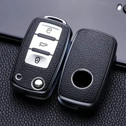 Leder-TPU Autoschlüssel-Hülle Vollständiger Schlüsselschutz für VW Volkswagen Polo Tiguan Passat Golf Jetta Lavida Skoda Octavia
