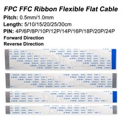 10 TEILE/LOS FPC FFC Band Flexible Flachkabel 4/6/8/10/12/14/16/18/20 Pin Pitch 0,5 MM 1,0 MM A-Typ B-Typ 10 CM 20 CM 30 CM 5 CM