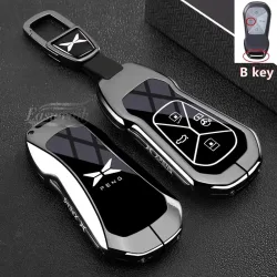 Auto-Schlüsselhülle aus Zinklegierung und TPU mit Kette für Xpeng Xiaopeng G6 G9 P7 P7I G3 G3I P5 ? Innenraum-Schlüsselschutz-Zubehör