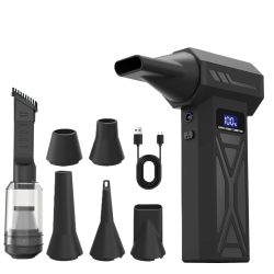 Leistungsstarkes Luftgebläse, 110000 U/min, 4 Gänge, verstellbares Turbo-Jet-Gebläse mit LED-Licht, Batterieanzeige, kabelloser Druckluft-Staubwedel
