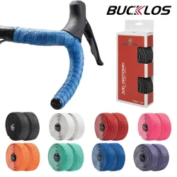 BUCKLOS Rennrad-Lenkerbänder PU Shock Fahrradlenkerband mit Lenkerendstopfen Anti-Rutsch-Anti-Vibrations-Wickelgürtel Bartape