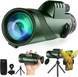 80x100 HD-Monokular für Smartphone-Adapter und Stativteleskop mit BAK4-Prisma für Vogelbeobachtung, Jagd, Wandern, Outdoor-Camping