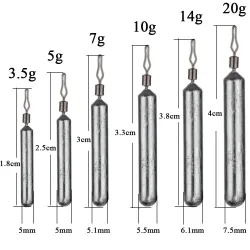 10 Stück Angelblei 3,5g 5g 7g 10g 14g 20g Drop-Shot-Gewichte Angelzubehör