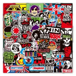 100 Rock-and-Roll-Musikband-Aufkleber, Punk-Graffiti-Sticker für Laptop, Gitarre, Helm, Gepäck, goldene Erinnerungsaufkleber