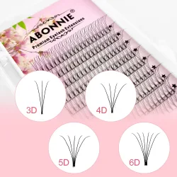 ABONNIE Vorgefertigte Volumen-Wimpernverlängerungen mit kurzem Stiel 3D/4D/5D/6D Russische Wimpernverlängerungen aus Nerzfell Alle Größen Wimpern-Tray