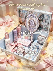 Flower Knows 5-teiliges Gesichts-Make-up Geschenkset Lipgloss Lidschatten Rouge Highlighter Damen Tägliche Kosmetikbox Geburtstags- und Feiertagsgeschenk