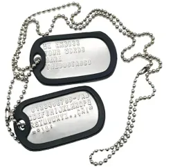 Edelstahl ?The Dog Tag?, Militär-Set, 2er-Set, personalisierte Halsketten, Armee-Stil, mit Kugelkette, Schalldämpfern, individuelle Halsketten