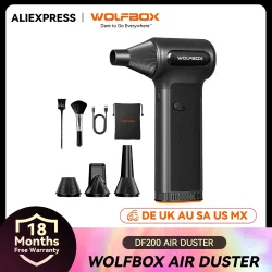 WOLFBOX DF200 Tragbarer Lüfter-Staubentferner Luftgebläse 320g Winddruck Abnehmbarer Akku für Auto/Zuhause/Outdoor
