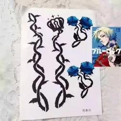 Anime Michael Kaiser Cosplay Cartoon Hals-Rosen-Opisthenar-Krone Brombeer-Tattoo-Aufkleber Temporäre Tattoos Weihnachtsdekoration