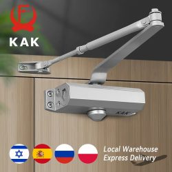 KAK Automatischer Türschließer, 2 Federn, hydraulischer Puffer, verstellbarer Türstopper, Geschwindigkeitsstummschaltung, Schließen für Türbeschläge von 25 bis 80 kg
