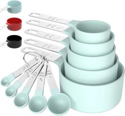 8-teiliges Messbecher- und Löffel-Set, stapelbare, ineinander steckbare Messbecher mit Edelstahlgriff, Küchenhelfer zum Kochen und Backen