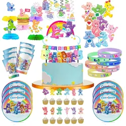 Care Bear Partyzubehör Einwegteller Servietten Tischdecke Tortendekoration Geschenktüten für Kinder Geburtstagsfeier Dekorationsset Geschenke