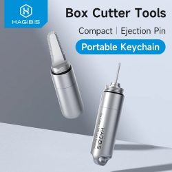Hagibis Box Cutter SIM-Karten-Entfernungswerkzeug Auswurfstift Tragbarer Schlüsselanhänger Boxöffner Reset-Werkzeug Paketöffner Gezahnte Klinge