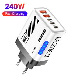 5 Port GaN USB C Ladegerät 240 W PD Schnelle Ladegerät Telefon Adapter Wand Ladegerät Für iPhone Samsung Xiaomi Huawei schnelle Ladestecker
