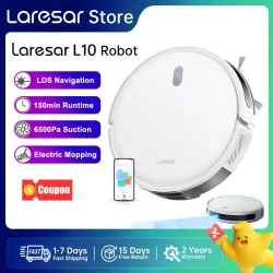 Laresar L10 SoF LiDAR Roboter-Staubsauger mit Wischfunktion, 6500Pa, 150min Akkulaufzeit, APP-Steuerung, Smart LDS-Planung für Boden- und Teppichreinigung