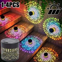 1/4 Stück Solar-Sonnenblumen-Mandala-Wandlaterne, wasserdicht, dekoratives Licht für Garten, Zaun, Terrasse, Weg, Nacht