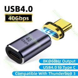 USB 4,0 Thunderbolt3 Magnetische Adapter USB C Zu Typ C Gbps Ausgelegt 100W Schnelle Lade Magnet Konverter Kabel 8K @ 60Hz USB Typ C Adapter