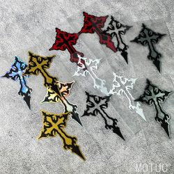 2 Stück/Set Gothic-Kreuz-Autoaufkleber, mehrfarbige optionale Aufkleber für Helme, Autos und Skateboards