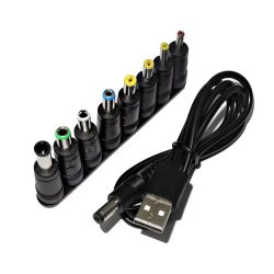 ? Universelles Stromkabel USB auf DC 5,5 * 2,1 mm Klinke 5 V Ladekabel mit 8 wählbaren Anschlussspitzen für CCTV-Kameras TV-Box