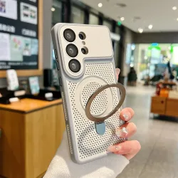 Luxuriöse Wärmeableitungs-Kühlnetz-Handyhülle für Samsung S24 S25 S26 Ultra Mit Magsafe Magnetständer Panzerhülle