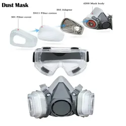 6200 Half Face Staubmaske Sicherheit Arbeit 503 5N11 Partikelfilter Schutzbrille Passend für industrielle Arbeit Farbspray Dekoration Schleifen