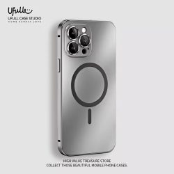 Aluminium Metall Rahmen Magnetische Fall Für iPhone 13 12 14 15 16 17 Pro Max Für Magsafe Drahtlose Lade objektiv Film PC Zurück Panel
