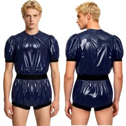 Wasserdichter Glänzender Bodysuit für Männer und Frauen Auslaufsicherer Waschbarer Windelüberzug für Ältere Bettlägerige Spezielle Bedürfnisse Adaptiver Einteiler Badeanzug