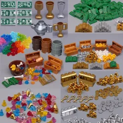MOC Stadt Schatz Serie Set Zubehör Bausteine Gold Erz Silber Kristall Diamant Box Gold Schlüssel Dollar Bargeld Ziegel Kind Spielzeug