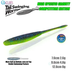 Weiche Köder 3/3,5/4,5 Zoll mit Salzigem Garnelenduft, Sinkende Plastik-Schwimmwürmer für Texas Wacky Rig, Süß- und Salzwasser-Barsch-Angeln