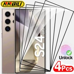 NNBILI 4 Stück Vollflächiger Displayschutz aus Gehärtetem Glas für Samsung Galaxy S26 S25 Ultra S24 25 Plus S22 S21 S23 Schutzfolie