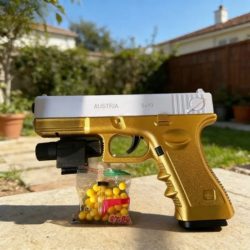 Weißgoldene Soft-Bullet-Spielzeugpistole mit Infrarot 7-8mm für Outdoor-Schießspiele als Geschenk