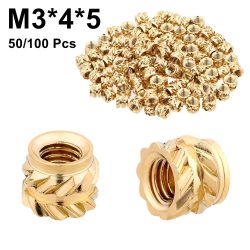 50/100 Stück M3X4X5 Heat Insert Einbettungsmutter M3 Gewinde gerändelte Messing-Schraubenmuttern 3D-Drucker Voron 2,4 und andere