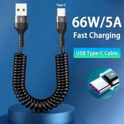 Auto-USB-Typ-C/Kabel Typ C zu Typ C/USB LIGHTNING Schnelles Ladekabel mit Teleskopfunktion für iPhone 16 15 14 Samsung Xiaomi OnePlus