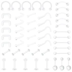 5pcs/48pcs klarer Nasenring Bioflex Stud Retainer Nase Augenbrauen Nabel Piercing Körpers chmuck Acryl für Männer und Frauen