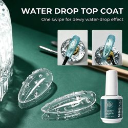 Nailpo HEMA/TPO-freier Water Drop Top Coat, kein Abwischen, selbstnivellierend, 5 Sekunden Aushärtung, langanhaltend, 15ml, perfekt für 3D-Effekt, Qualität 1/2 Stück