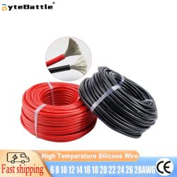 Hochtemperaturbeständiges Ultra-Weiches Silikonkabel 6 8 10 12 14 16 18 20 22 24 26 28AWG Rot Schwarz Kabel